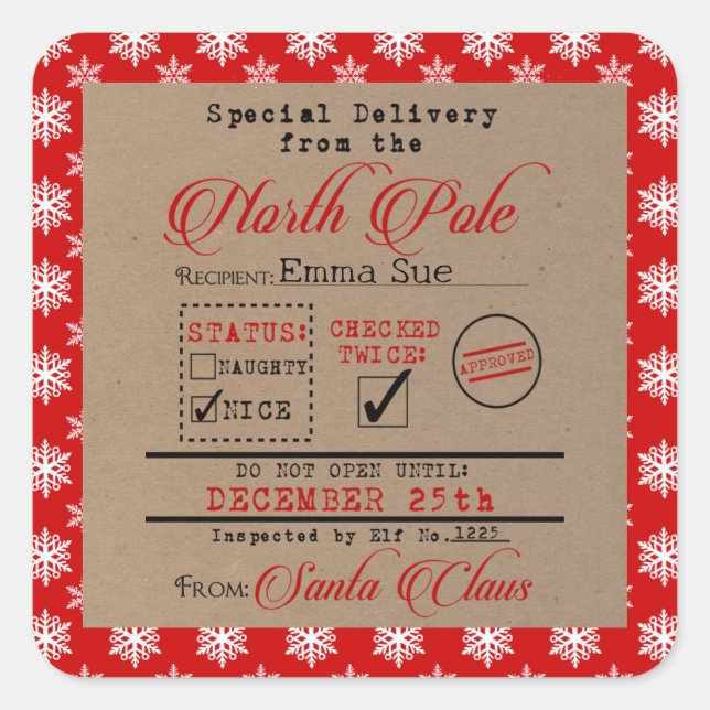 Sonderlieferung von Weihnachtsgeschenktafeln Quadratischer Aufkleber (Vorderseite)