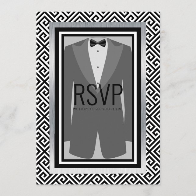 Sondermenü für Bachelor-Gruppen in Schwarz und Sil Menükarte (Vorderseite)