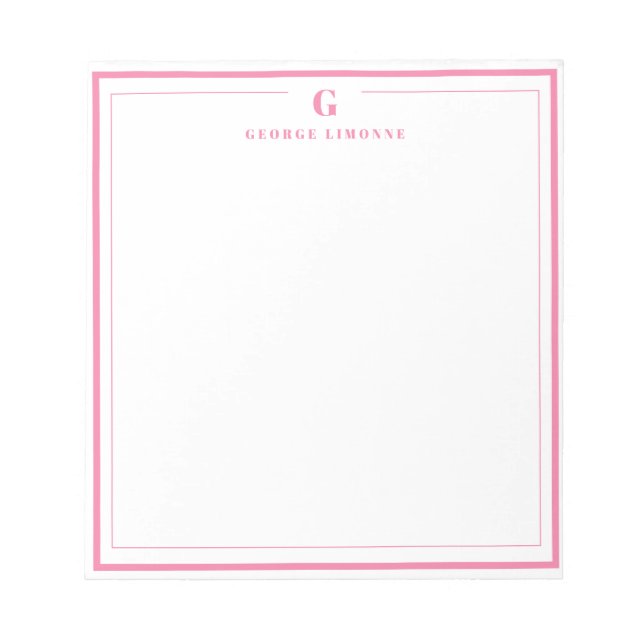 Sondermonogramm Rosa Rand Briefpapier  Notizblock (Vorderseite)