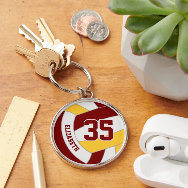 Sondername des Spielers Maroon Gold Volleyball Schlüsselanhänger (Schreibtisch)