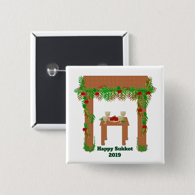 Sondertag Happy Sukkot Button (Vorne & Hinten)