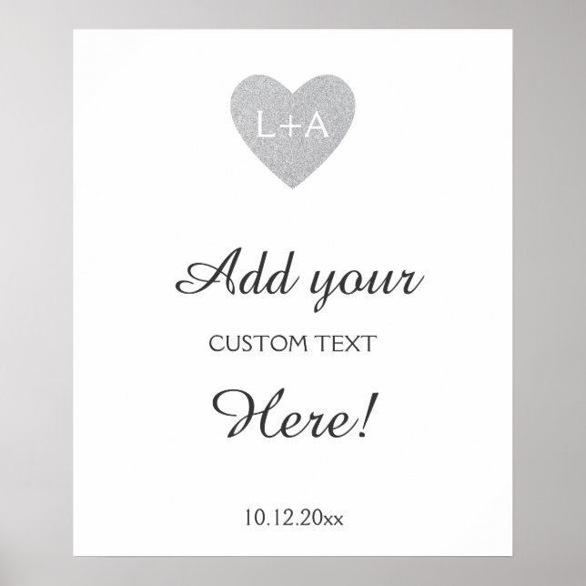 Sondertext für Hochzeitszeichen, Silberherz für Gl Poster (Vorne)