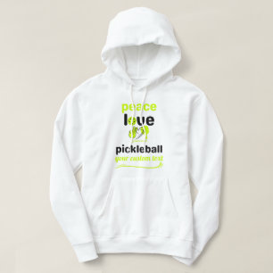 Sondertext Pickleball Frieden und Liebe Hoodie