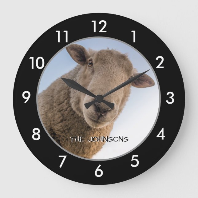 Sonderuhr "Funny Sheep" Große Wanduhr (Vorderseite)