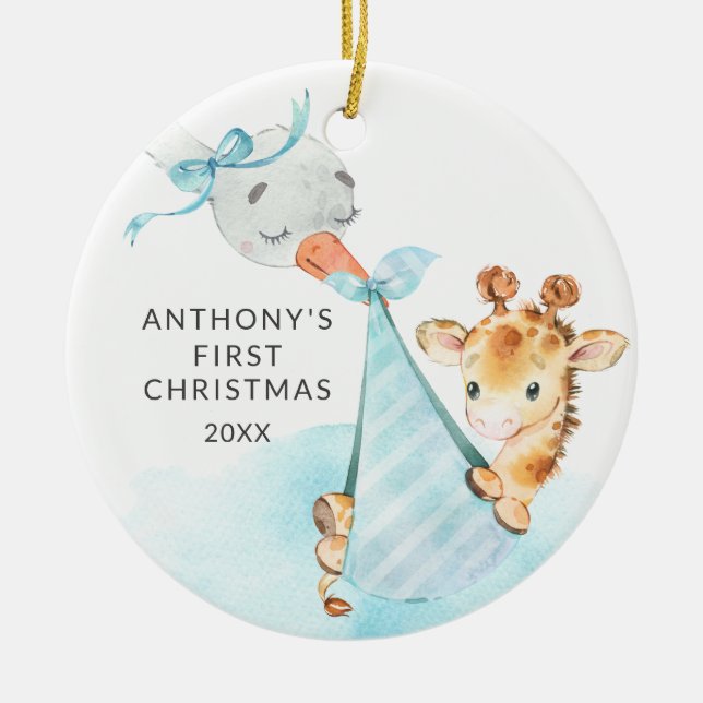 Sonderversand Baby's First Christmas Giraffe Keramik Ornament (Vorne)