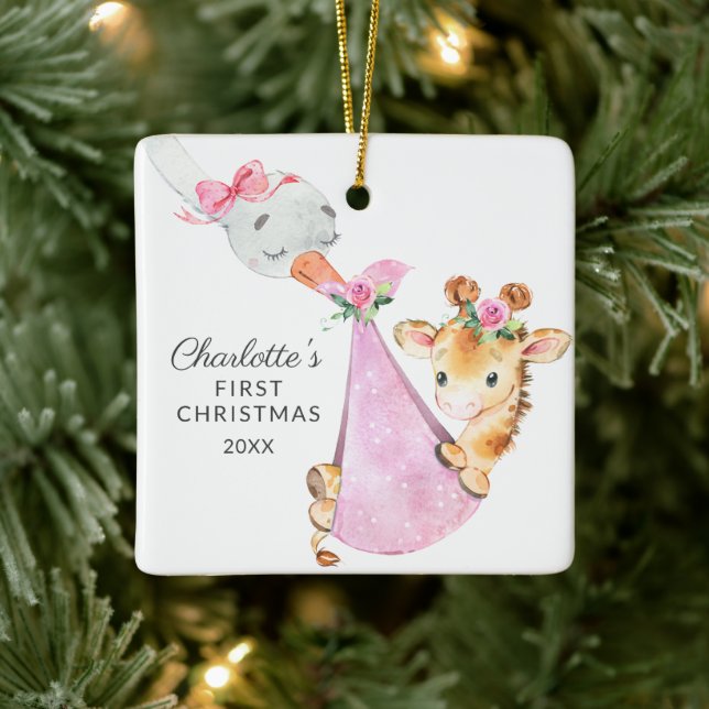 Sonderversand Baby's First Christmas Giraffe Keramikornament (Baum)