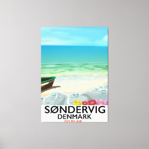 Søndervig Denmark beach travel poster Leinwanddruck