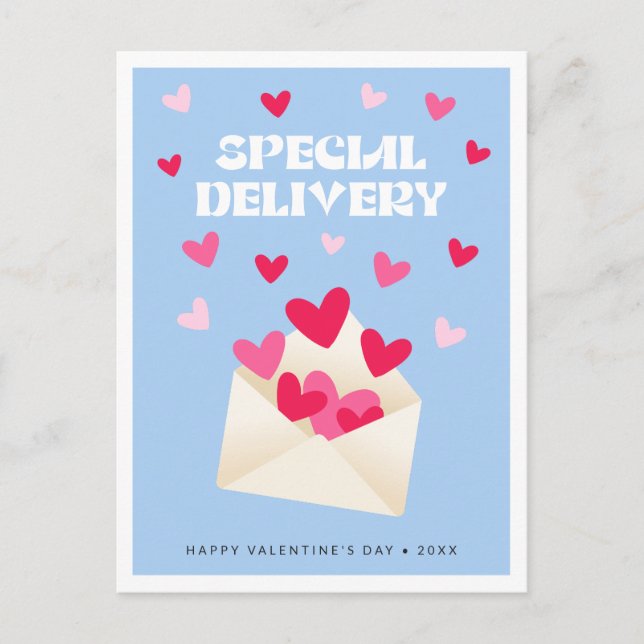 Sonderzustellung Hearts Umschlag Valentinstag Postkarte (Vorderseite)