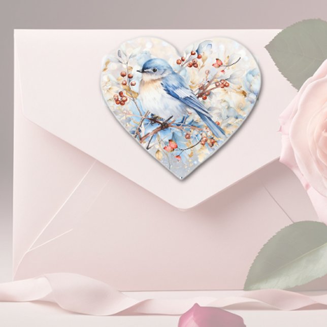 Song Bird & Berries Herz-Aufkleber (Von Creator hochgeladen)