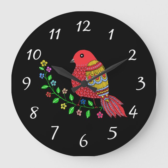 SONG BIRD FOLART Wall Clock Große Wanduhr (Vorderseite)