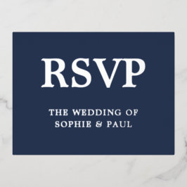 Song Choice Navy Blue Classic Foil RSVP Card Folie Einladungspostkarte