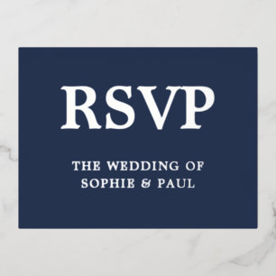Song Choice Navy Blue Classic Foil RSVP Card Folie Einladungspostkarte