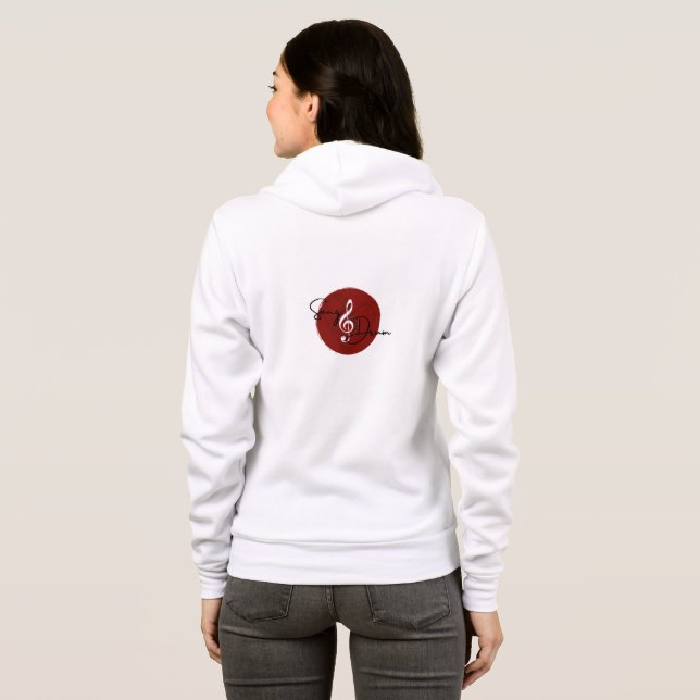 Song & Drum White_Red Hoodie (Schwarz voll)