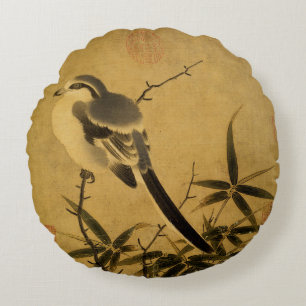 Song Dynasty Bamboo & Shrike Bird Rundes Kissen