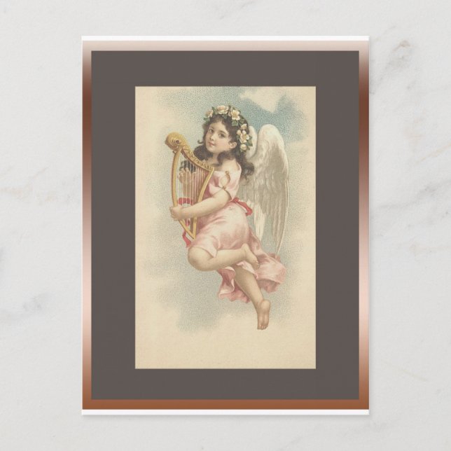 Song-Little Girl mit Harp Postkarte (Vorderseite)