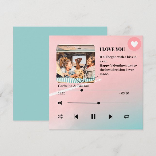Song Playlist Foto Liebe Valentine's Day Card (Vorne/Hinten)