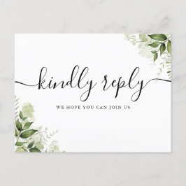 Song Request Greenery Blätter Script RSVP Card Einladungspostkarte