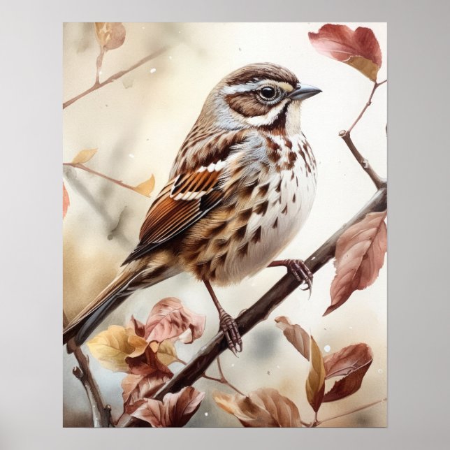 Song Sparrow Bird Art Print Poster (Vorne)