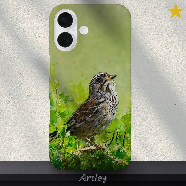 Song Sparrow Bird Painting Individuelle Name Case-Mate iPhone Hülle (Von Creator hochgeladen)