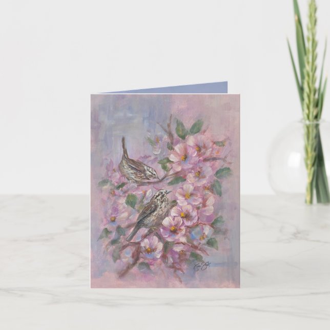Song Sparrow- handbemalt Karte (Vorderseite)