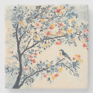 Songbird in einer BaumChinoiserie Steinuntersetzer