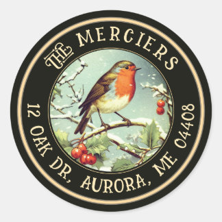 Songbird Metallic Gold Black Rücksendeadresse Runder Aufkleber
