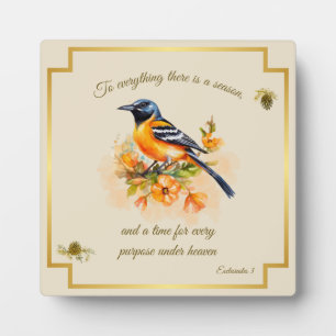 Songbird Oriole Plaque Ecclesiastes 3 Fotoplatte