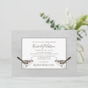 Songbird Pair Babydusche   Graue Einladung