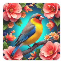 Songbird Perched Amid Bright Blume