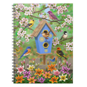 Songbirds Lily Garden Birdhouse Notizblock