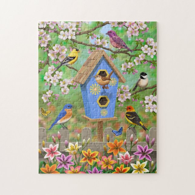 Songbirds Lily Garden Birdhouse Puzzle (Vertikal)