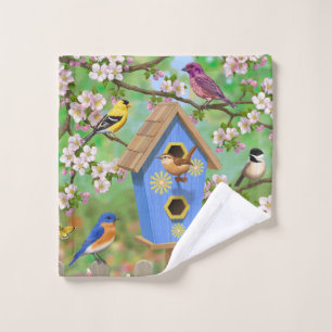 Songbirds Lily Garden Birdhouse Waschlappen