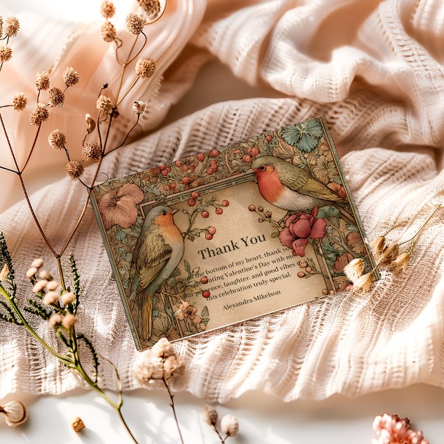 Songbirds & Roses Valentine Party Dankeskarte (Von Creator hochgeladen)
