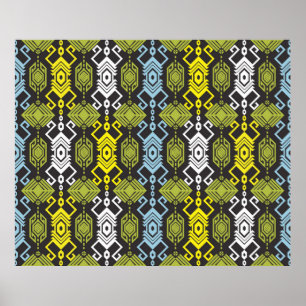 Songket Tenun Geometric Nahtloses Muster mit Creme Poster