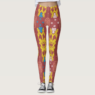 Songket Tenun geometrisches, indonesisches Batik M Leggings