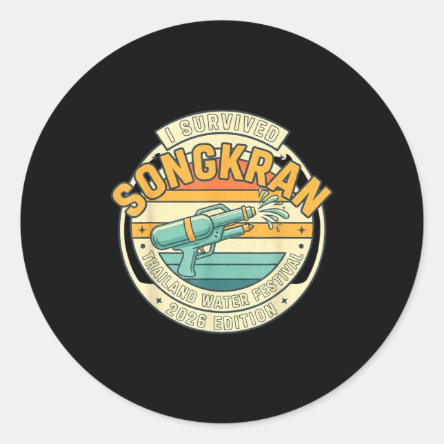 Songkran 2026 Survivor Funny Thai New Year  Runder Aufkleber (Vorderseite)
