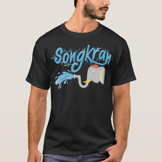 Songkran Elephant sprüht Wasser T-Shirt (Vorderseite)