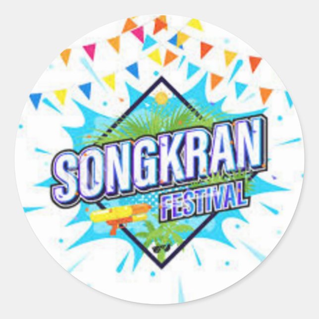 Songkran Festival Classic Round Sticker (Vorderseite)