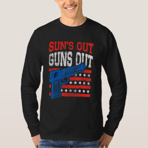 Songs Out Guns Out American Flag Patriotic Pistole T-Shirt