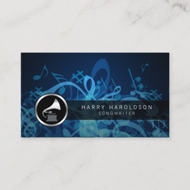 Songwriter Bold Gramophone Icon Business Card Visitenkarte (Vorderseite)