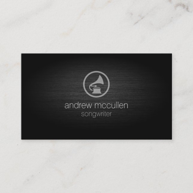Songwriter Gramophone Icon Brushed Metal Musician Visitenkarte (Vorderseite)