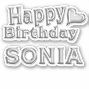 Sonia Happy Birthday silver Aufkleber Sticker