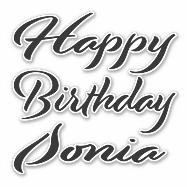 Sonia Name Vorname black Sticker Geburtstag (Vorderseite)