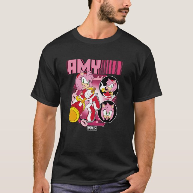 Sonic The Igel Amy Rose Multi Pose Poster T-Shirt (Vorderseite)