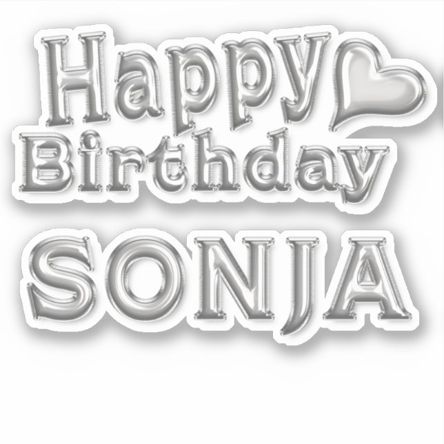 Sonja Happy Birthday silver Aufkleber Sticker (Vorderseite)