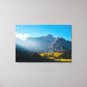 Sonne auf Pferden am See Fusine, Italien Leinwanddruck