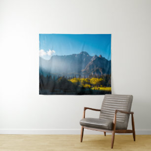 Sonne auf Pferden am See Fusine, Italien Wandteppich