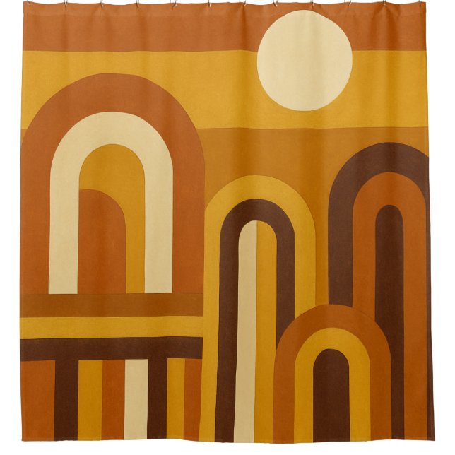 Sonne & Bögen Mid-Century-Modern geometrisches Des Duschvorhang (Vorderseite)