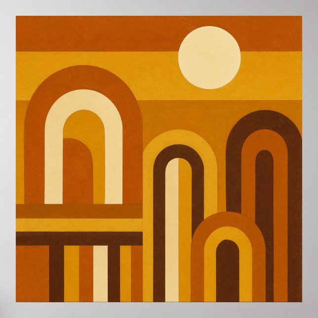 Sonne & Bögen Mid-Century-Modern geometrisches Des Poster (Vorne)