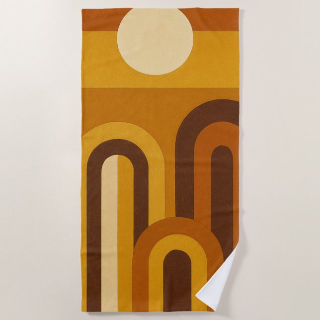 Sonne & Bögen Mid-Century-Modern geometrisches Des Strandtuch (Vorderseite)